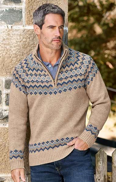 Men's Lambswool Icelandic T-Zip Jumper
