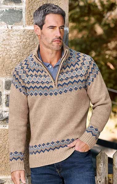 Men's Lambswool Icelandic T-Zip Jumper