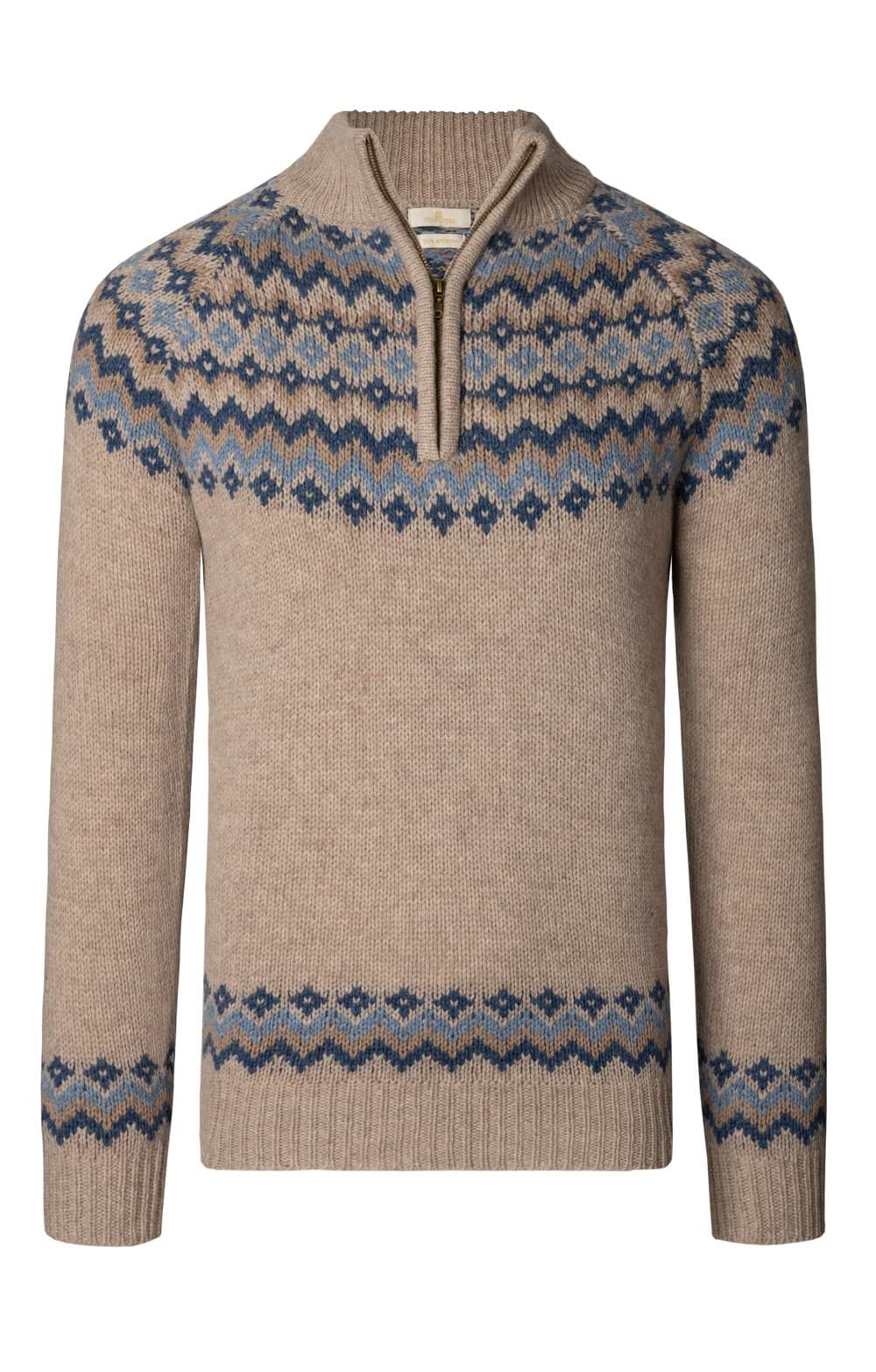 Mens Lambswool Icelandic T-Zip Jumper - House of Bruar
