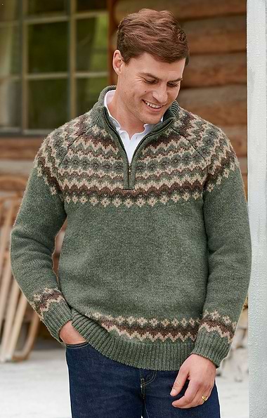 Men's Lambswool Icelandic T-Zip Jumper