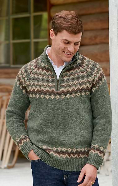 Men's Lambswool Icelandic T-Zip Jumper