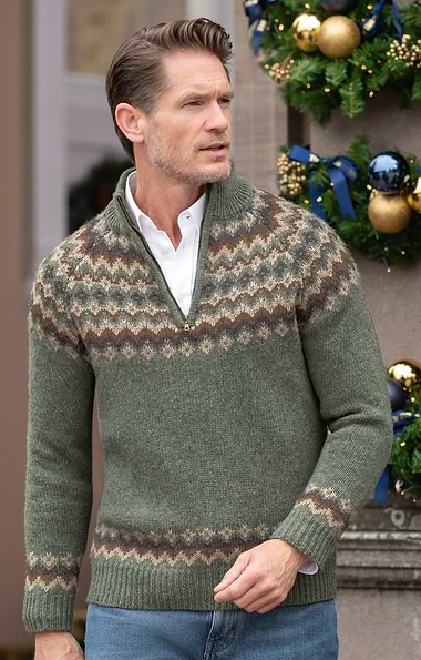 Men's Lambswool Icelandic T-Zip Jumper