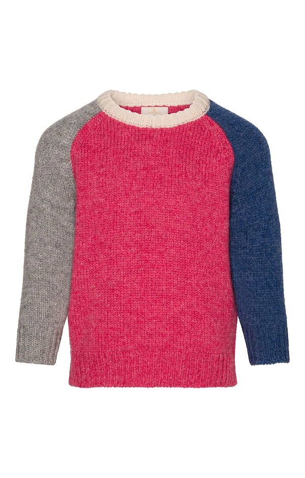 Child's Patchwork Lambswool Crew Neck Jumper