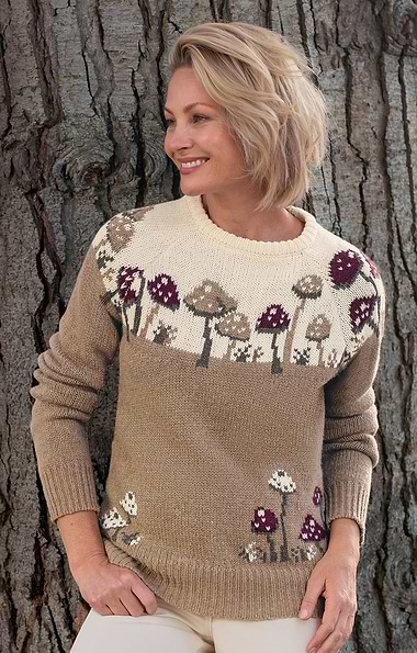 Ladies Lambswool Mushroom Crew Neck