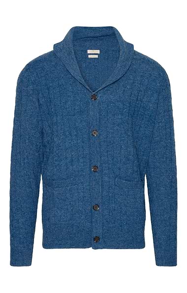 Men's Lambswool Shawl Collar Cable Cardigan