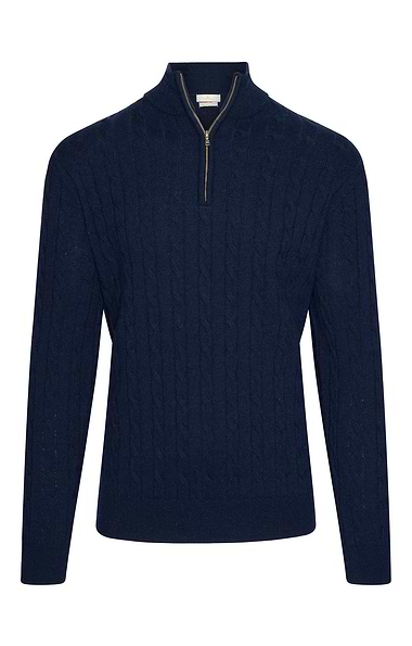 Men's Lambswool Cable T-Zip Jumper