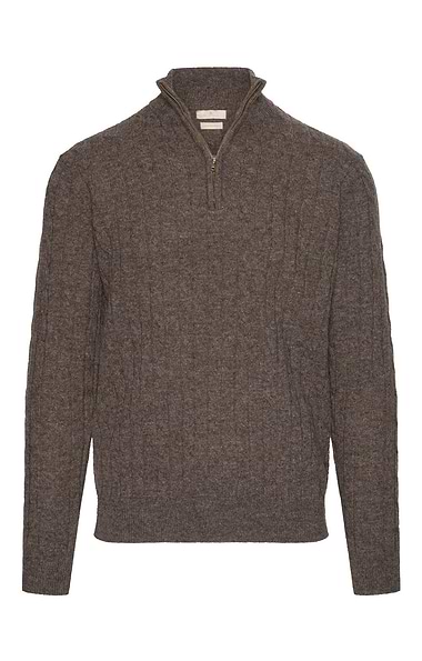 Men's Lambswool Cable T-Zip Jumper