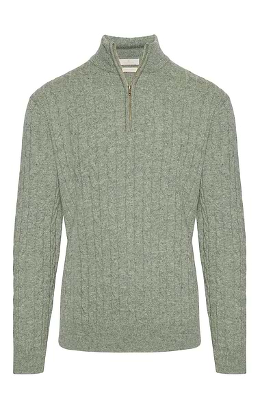 Men's Lambswool Cable T-Zip Jumper