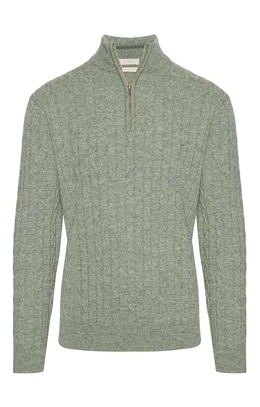 Men's Lambswool Cable T-Zip Jumper