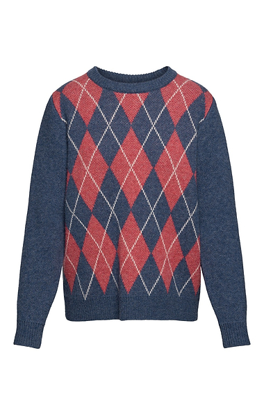 Ladies Lambswool Argyle Crew Neck Jumper