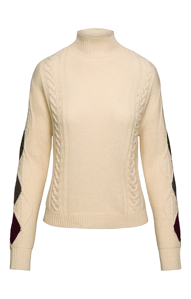 Ladies Lambswool Diamond Aran Sweater