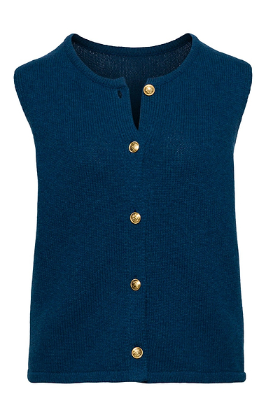 Ladies Lambswool Gold Button Waistcoat