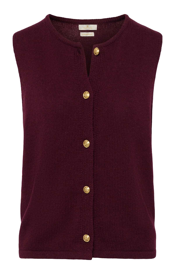 Ladies Lambswool Gold Button Waistcoat