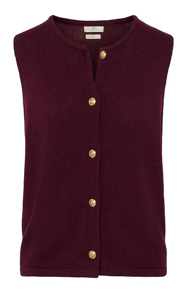 Ladies Lambswool Gold Button Waistcoat