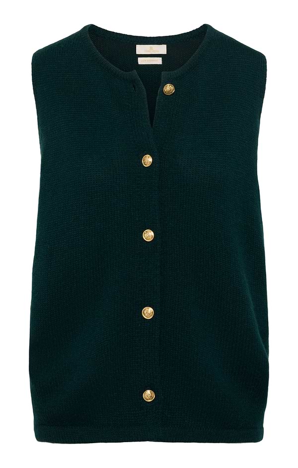 Ladies Lambswool Gold Button Waistcoat
