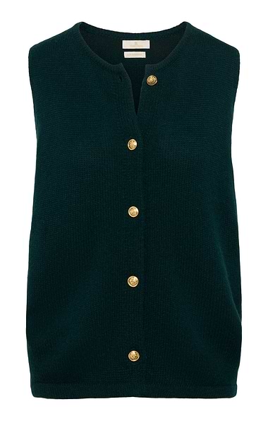 Ladies Lambswool Gold Button Waistcoat