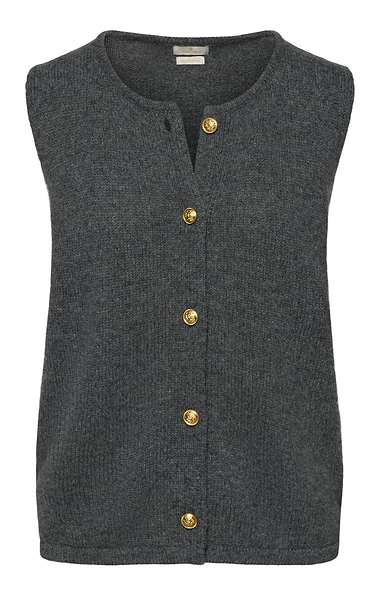 Ladies Lambswool Gold Button Waistcoat