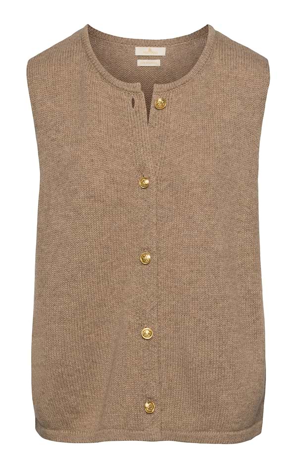 Ladies Lambswool Gold Button Waistcoat