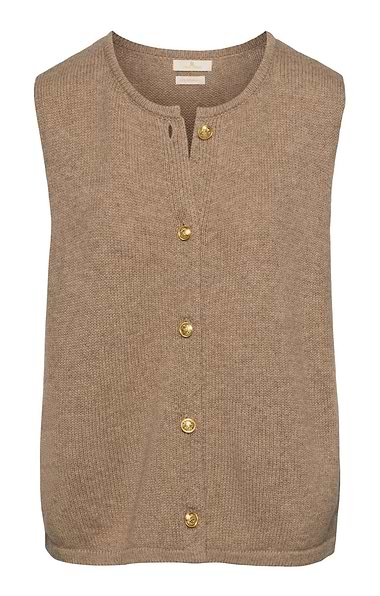 Ladies Lambswool Gold Button Waistcoat