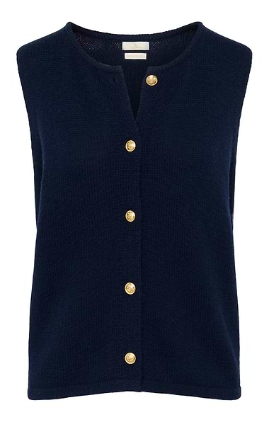 Ladies Lambswool Gold Button Waistcoat