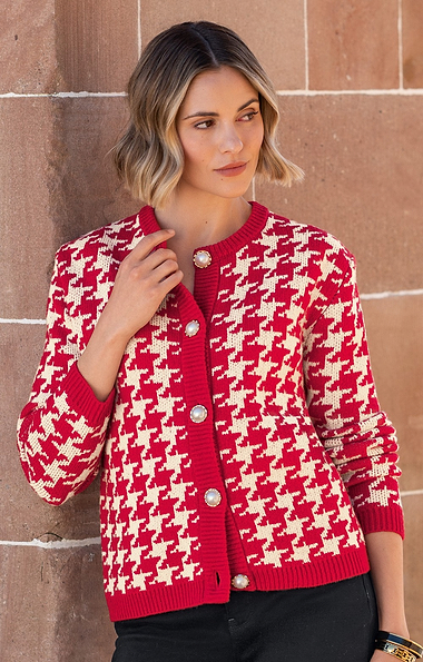 Ladies Lambswool Houndstooth Jacket