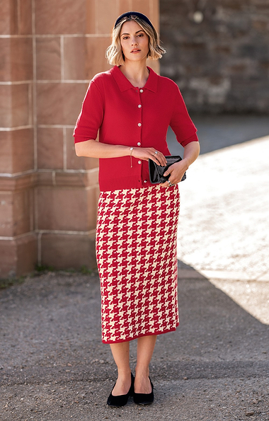 Ladies Lambswool Houndstooth Skirt
