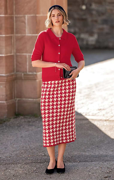 Ladies Lambswool Houndstooth Skirt