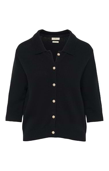 Ladies Lambswool Short Sleeve Pearl Button Cardigan