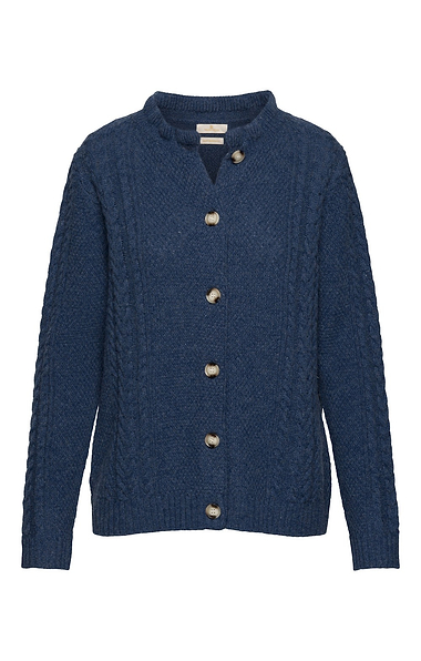 Ladies Lambswool Cable Frill Cardigan