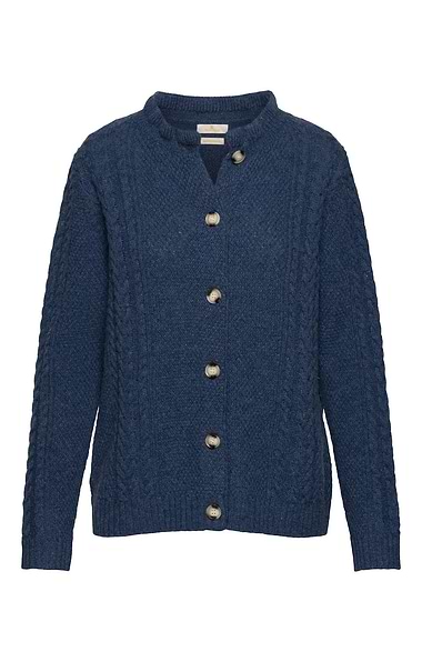 Ladies Lambswool Cable Frill Cardigan
