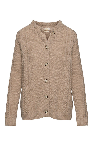 Ladies Lambswool Cable Frill Cardigan