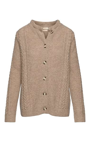 Ladies Lambswool Cable Frill Cardigan