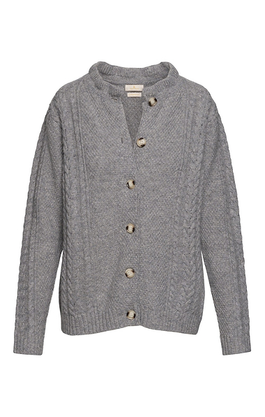 Ladies Lambswool Cable Frill Cardigan