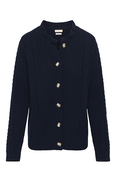 Ladies Lambswool Cable Frill Cardigan