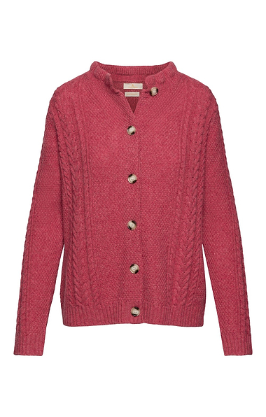 Ladies Lambswool Cable Frill Cardigan