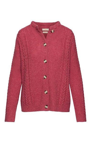 Ladies Lambswool Cable Frill Cardigan