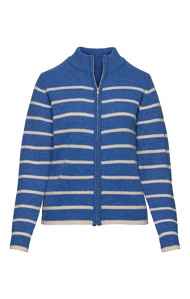 Ladies Lambswool Stripe Zip Jacket