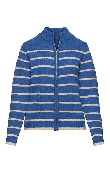 Ladies Lambswool Stripe Zip Jacket
