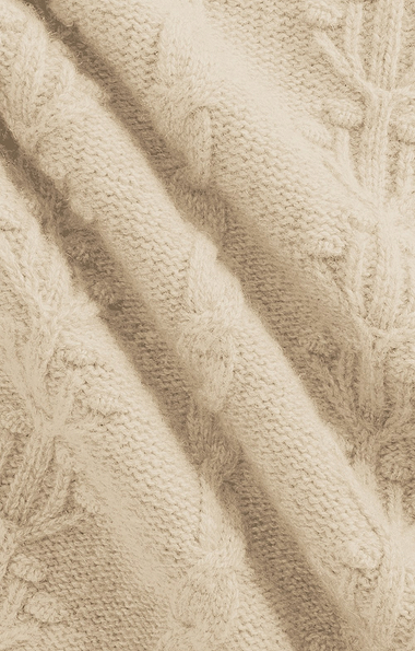 Ladies Lambswool Floral Cable Roll Neck