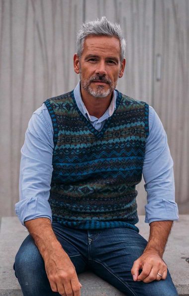Men's Eribe Brodie V Neck Fairisle Tank Top