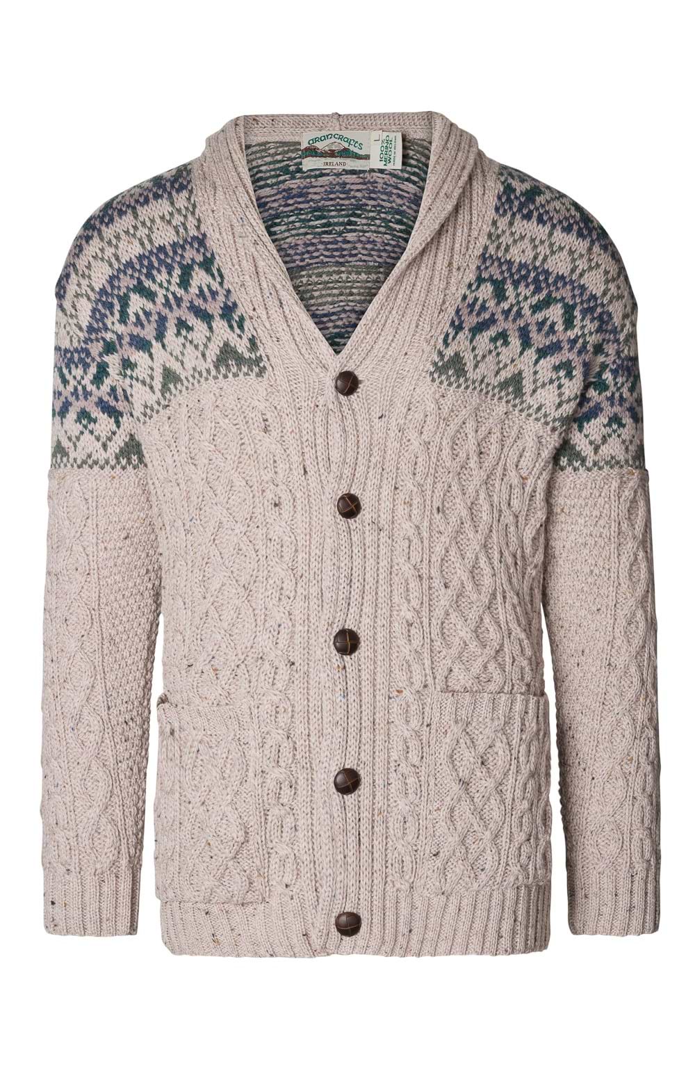 Mens Nephin Fairisle Cardigan, Grey - House of Bruar