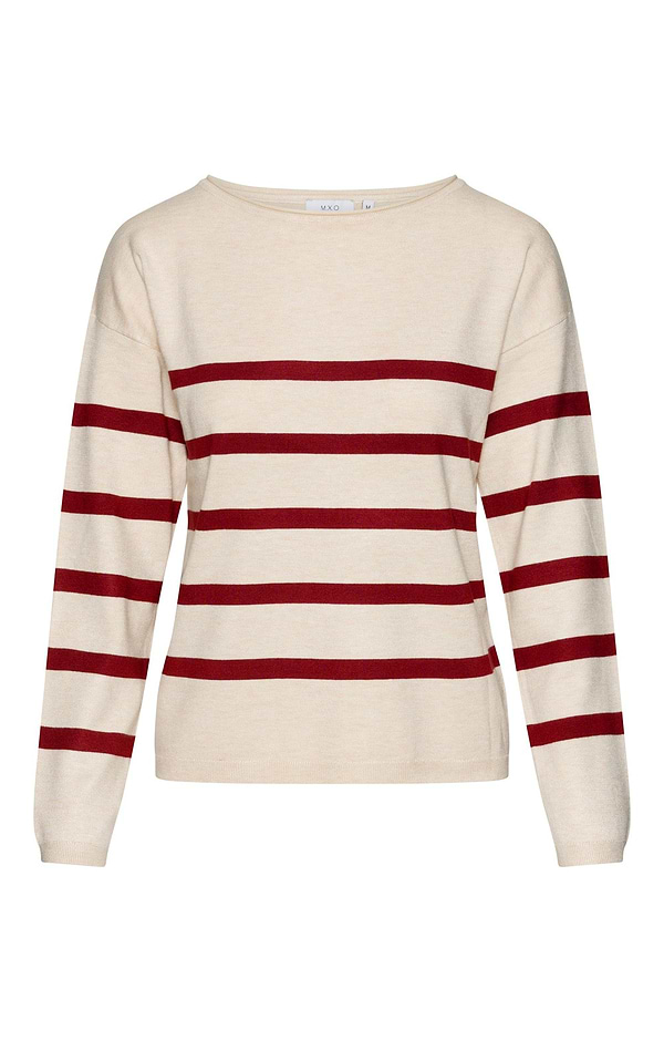 Ladies Boat Neck Stripe Knit Jumper