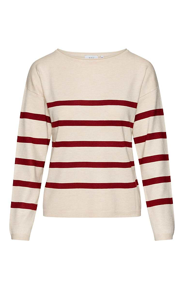 Ladies Boat Neck Stripe Knit Jumper