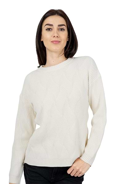 Ladies Cashmere Blend Diamond Crew Neck