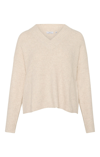 Ladies Knitted Rib V-Neck Jumper