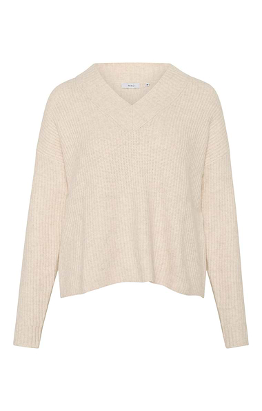 Ladies Knitted Rib V-Neck Jumper