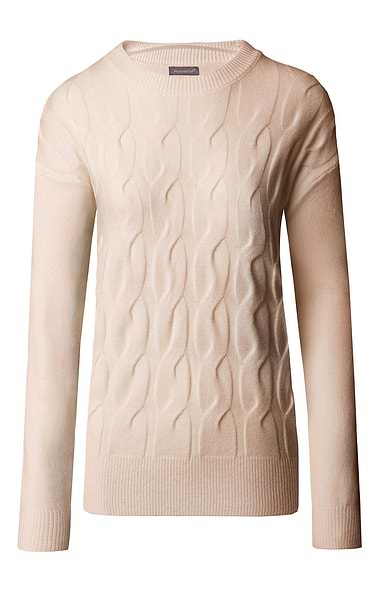 Ladies Cable Front Crew Neck