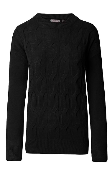 Ladies Cable Front Crew Neck