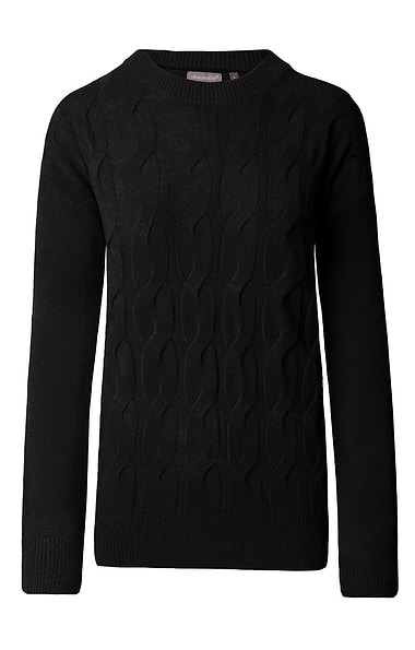Ladies Cable Front Crew Neck