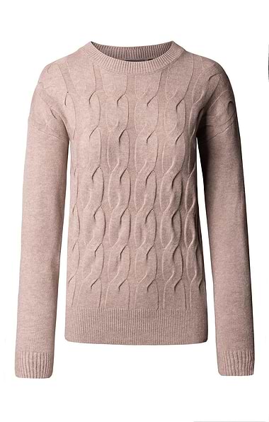 Ladies Cable Front Crew Neck